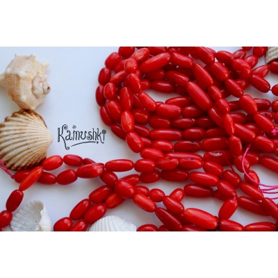 Коралл красный, продолговатый рис разного размера с отверстием, набор 9 см