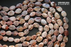 Агат "Сакура", галтовка плоская 19-25 мм, набор 4 бусины