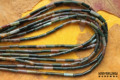 Агат индийский, гладкие трубочки, 4х13 мм, набор 7 бусин