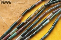 Агат индийский, гладкие трубочки, 4х13 мм, набор 7 бусин