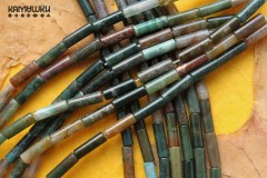 Агат индийский, гладкие трубочки, 4х13 мм, набор 7 бусин