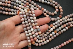Агат бразильский розовый, шар матовый 6,5 мм, набор 15 бусин 