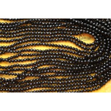 Агат черный однотонный, шар граненый 3 мм, набор 9,5 см