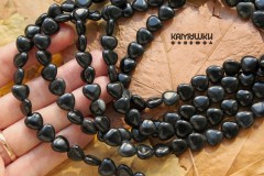 Агат черный, форма "сердце", 10 мм, набор 7 бусин Агат черный, форма "сердце", 10 мм, набор 7 бусин
