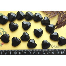 Агат черный, граненый, форма "сердце", 20 мм, 1 шт.