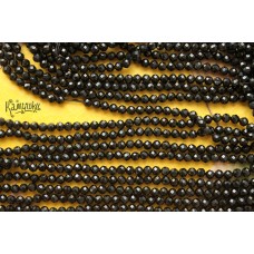 Агат черный, шар, ювелирная огранка, 4 мм, набор 9,5 см