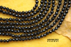Агат черный, шар ювелирная огранка, 3 мм, набор 9,5 см