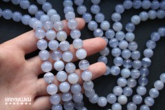 Агат голубой однотонный, шар гладкий 9,5 мм, набор 10 бусин