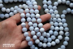 Агат голубой, шар гладкий 10 мм, набор 10 бусин