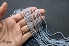 Агат голубой, шар граненый 2,5 мм, набор 9,5 см Агат голубой, шар граненый 2,5 мм, набор 9,5 см