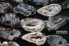 Срез кружевного агата с друзой кварца, крупные, 1 бусина