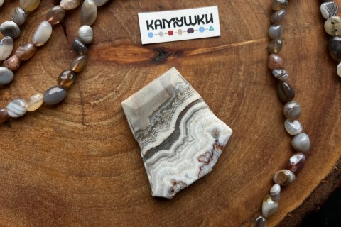 Кружевной агат, бусина свободной формы, №К0622