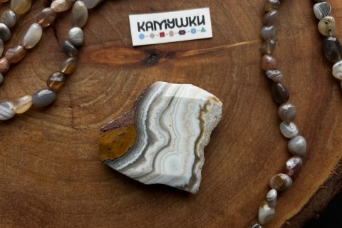 Кружевной агат, бусина свободной формы, №К0621