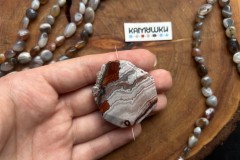 Кружевной агат, бусина свободной формы, №К0624