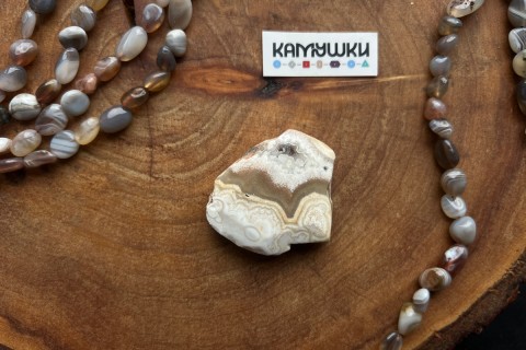 Кружевной агат, бусина свободной формы, №К0625