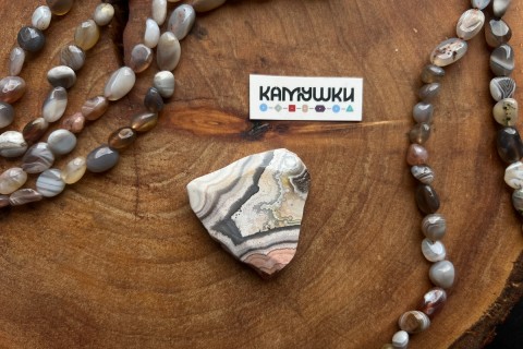 Кружевной агат, бусина свободной формы, №К0629