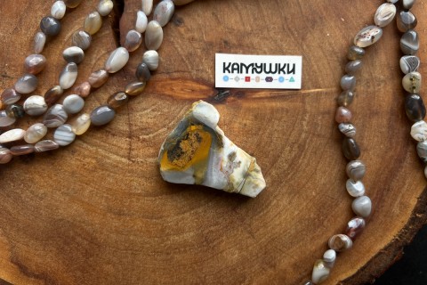 Кружевной агат, бусина свободной формы, №К0631