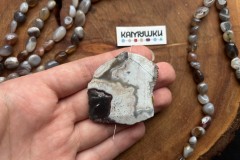 Кружевной агат, бусина свободной формы, №К0636