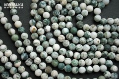 Агат моховой, светлый, шар матовый 8 мм, набор 12 бусин Агат моховой, светлый, шар матовый 8 мм, набор 12 бусин