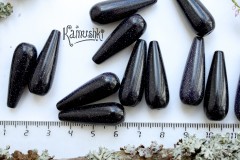 Авантюриновое стекло, черное, Капля, 1 бусина Авантюриновое стекло, черное, Капля, 1 бусина