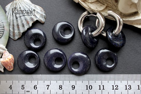 Авантюриновое стекло, бусина "бублик" со смещенным отверстием, 18 мм, 1 шт