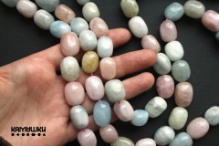 Берилл микс, галтовка 14-18 мм, набор 6 бусин