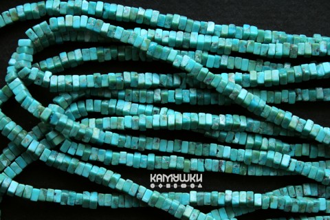 Бирюза природная, стабилизированная, рондель квадратный 2,5 мм, набор 9 см