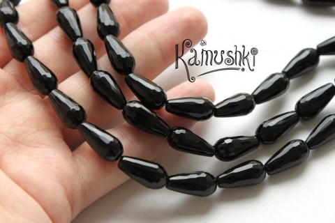 Агат черный, капля граненая