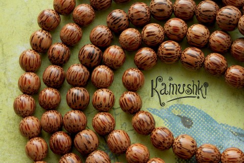 Деревянные бусины, шар 12 мм, кокосовая пальма, 1 шт
