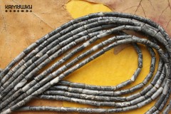 "Серая яшма" (доломит), трубочки гладкие 4х13 мм, набор 7 бусин