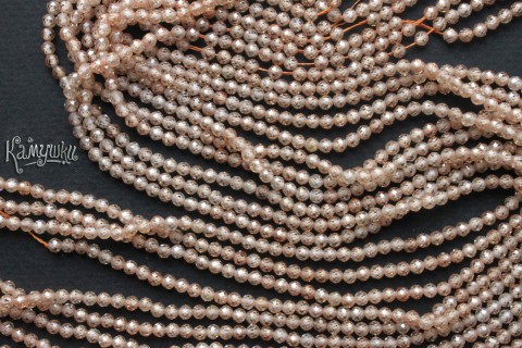 Фианит бежевый, шар граненый 3 мм, набор 9 см