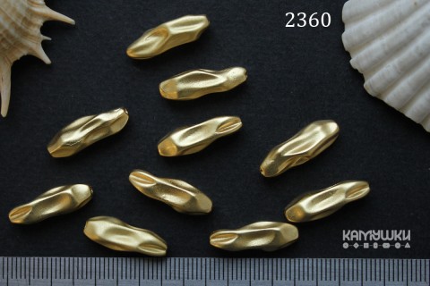 Бусина вытянутая "жидкий металл" матовая 6х19мм, №2360, 1 шт