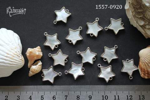 Коннектор с перламутром "звезда", 15х17 мм, №1557-0920, 1 шт