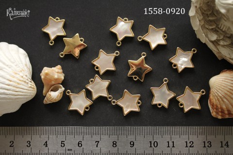Коннектор с перламутром "звезда", 15х17 мм, №1558-0920, 1 шт