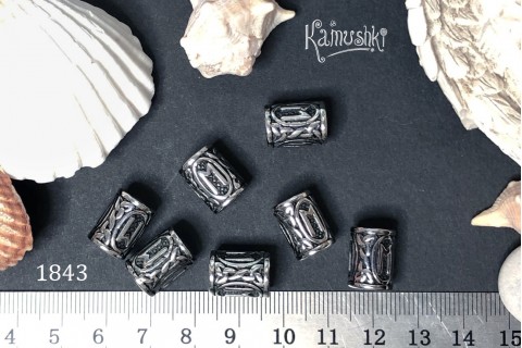 Бусина-цилиндр с руной под "Пандору" 10х13 мм №1843S-0920 сталь, 1 шт
