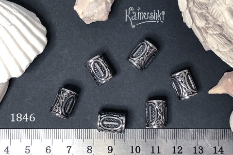 Бусина-цилиндр с руной, под "Пандору" №1846S-0920 сталь, 1 шт