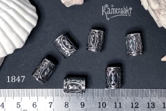 Бусина-цилиндр с руной, под "Пандору" №1847S-0920 сталь, 1 шт