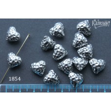Бусина "сердце фактурное", серебристая, 11х12 мм, №1854, 1 шт