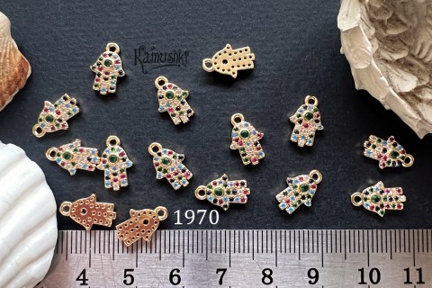 Подвеска "хамса" с фианитами 8х12 мм, №1970