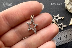 Подвеска "звезда" с фианитами 13х21 мм, №1705-0920, 1 шт Подвеска "звезда" с фианитами 13х21 мм, №1705-0920, 1 шт