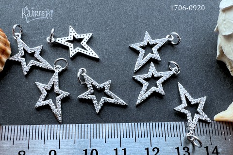 Подвеска "звезда" с фианитами 13х21 мм, №1706-0920, 1 шт