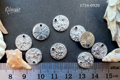 Подвеска "круг со звездами" 12 мм, №1724-0920, 1 шт. Подвеска "круг со звездами" 12 мм, №1724-0920, 1 шт.