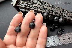 Швензы с английским замком "круг с фианитами" №1747, 10х17 мм, 1 пара