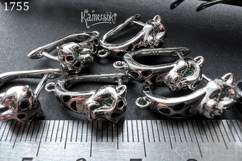 Швензы с английским замочком №1755 "пантера", 8х15 мм, 1 пара