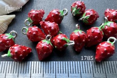 Подвеска с эмалью "земляника" 6х9 мм, №1785, 1 шт