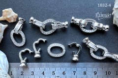 Застежка трехкомпонентная "овал 17 мм" с фианитами, №1832-4, 1 шт. Застежка трехкомпонентная "овал 17 мм" с фианитами, №1832-4, 1 шт.