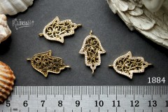 Коннектор с фианитами "хамса" 16х25 мм, №1884, 1 шт Коннектор с фианитами "хамса" 16х25 мм, №1884, 1 шт