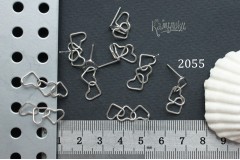 Швензы-гвоздики "сердечки" 7х10 мм №2055, 1 пара Швензы-гвоздики "сердечки" 7х10 мм №2055, 1 пара