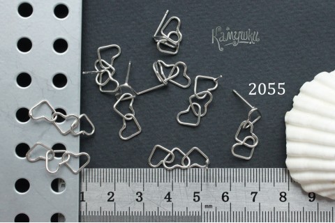 Швензы-гвоздики "сердечки" 7х10 мм №2055, 1 пара Швензы-гвоздики "сердечки" 7х10 мм №2055, 1 пара