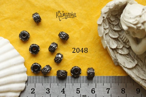 Бусина-рондель с узором, 4х7 мм, №2048, 1 шт